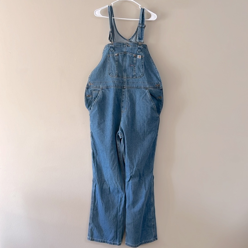Carhartt Denim Bib Workwear Straight Leg Relaxed Carpenter Overall Jumpsuit